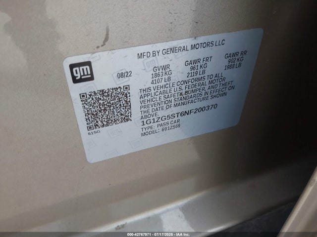 1G1ZG5ST6NF200370 Chevrolet lfv - direct injection, variable valve timing, gen 1 gmna