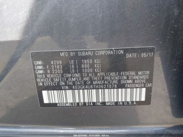 2017 SUBARU IMPREZA 4S3GKAU67H3621078 Photo 8