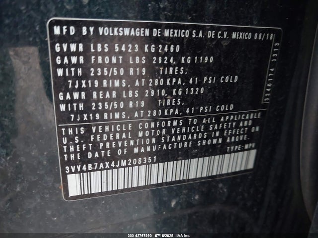 Volkswagen Tiguan 2018 3VV4B7AX4JM208351 Image 9