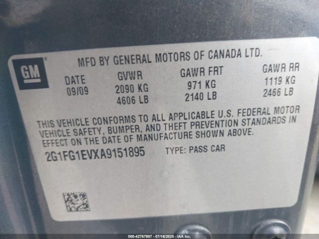 2010 CHEVROLET CAMARO 2G1FG1EVXA9151895 Photo 8