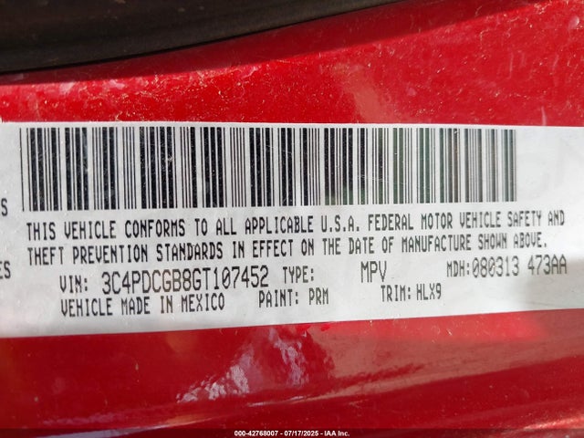 3C4PDCGB8GT107452 Dodge Journey