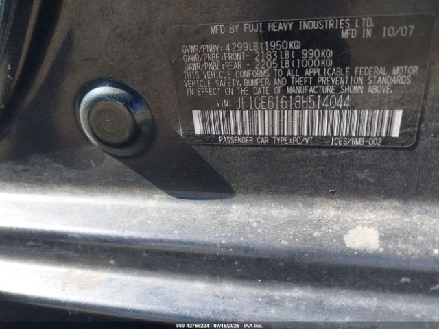 2008 SUBARU IMPREZA JF1GE61618H514044 Photo 8