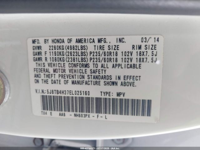 2014 ACURA RDX 5J8TB4H37EL025160 Photo 8