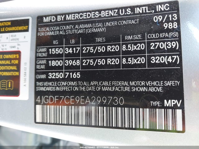 Mercedes-Benz Gl-Class 2014 4JGDF7CE9EA299730 Image 9