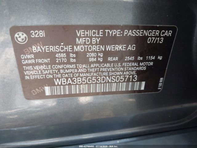 2013 BMW 328I WBA3B5G53DNS05713 Photo 8
