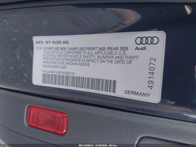 2022 AUDI A4 WAUABAF49NN006319 Photo 8