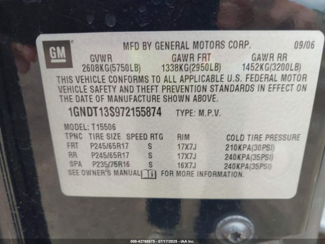 2007 CHEVROLET TRAILBLAZER 1GNDT13S972155874 Photo 8