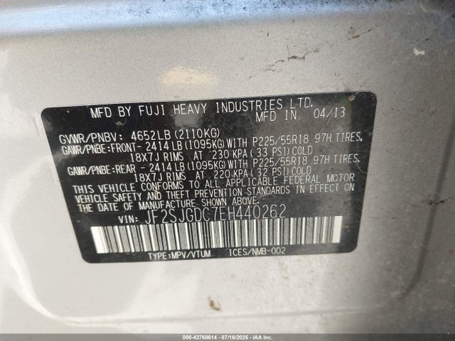 JF2SJGDC7EH440262 Subaru 2.5turbo u4