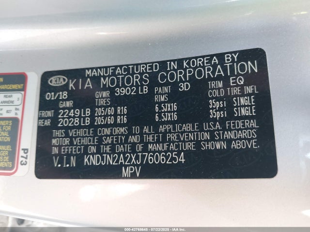 KIA g 2018 KNDJN2A2XJ7606254 Image 9