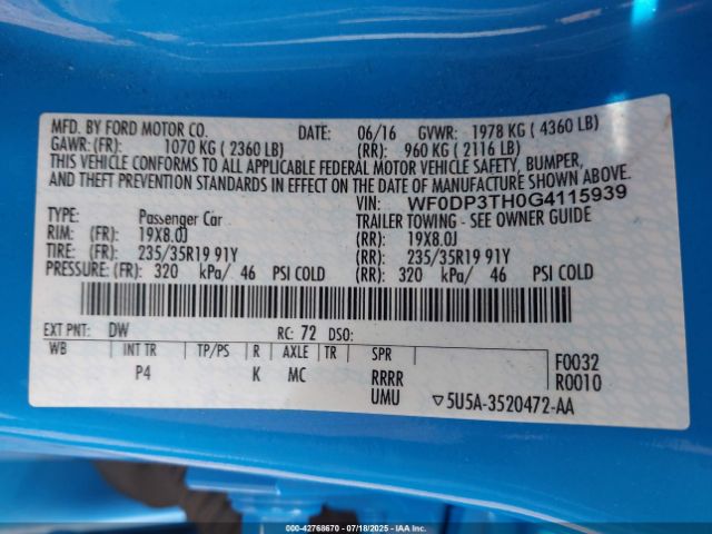 2016 FORD FOCUS RS WF0DP3TH0G4115939 Photo 8