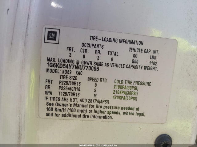 1998 CADILLAC DEVILLE 1G6KD54Y7WU770095 Photo 8