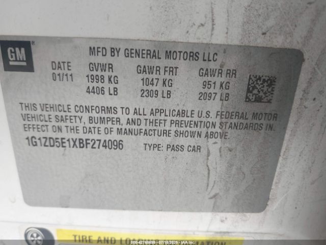 2011 CHEVROLET MALIBU 1G1ZD5E1XBF274096 Photo 8