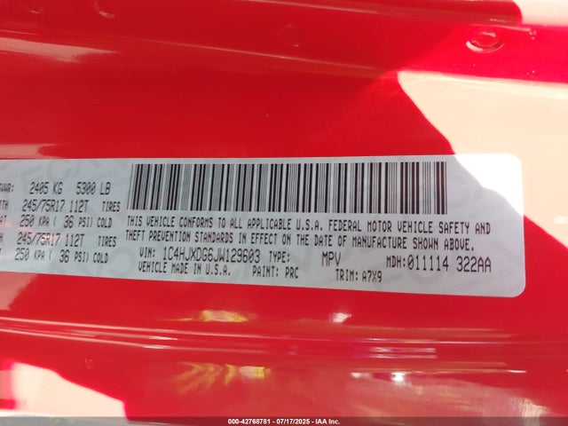 1C4HJXDG6JW129603 Jeep 2018
