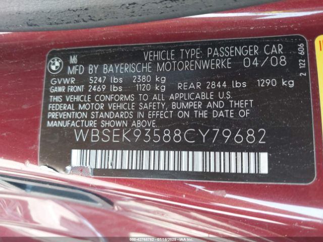 2008 BMW M6 WBSEK93588CY79682 Photo 8