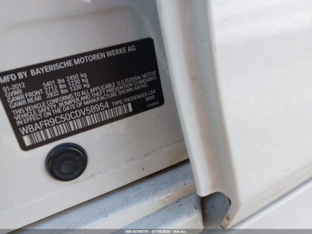 2012 BMW 550I WBAFR9C50CDV58954 Photo 8