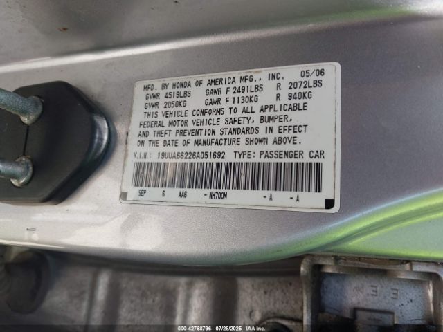 2006 ACURA TL 19UUA66226A051692 Photo 8