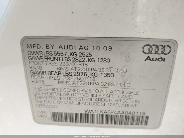 2010 AUDI Q5 WA1LKAFP4AA040119 Photo 8