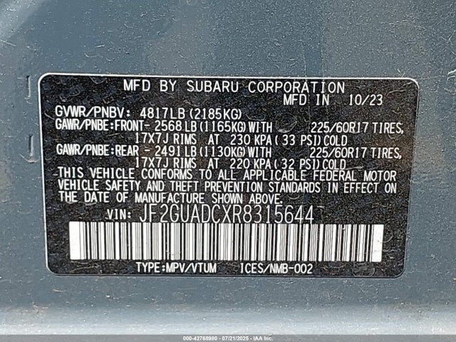 Subaru na 2024 JF2GUADCXR8315644 Image 9