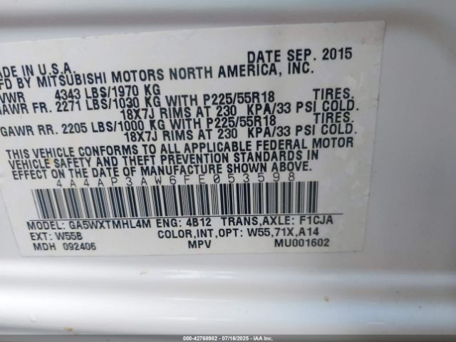 2015 MITSUBISHI OUTLANDER SPORT 4A4AP3AW6FE053598 Photo 8