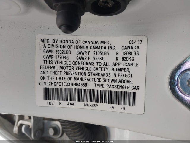 2HGFC1E3XHH645581 Honda l15b7