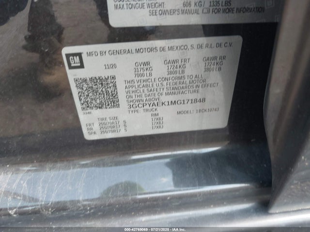 3GCPYAEK1MG171848 Chevrolet l3b - sidi, vvt, alum