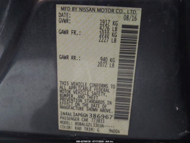 2016 NISSAN ALTIMA 1N4AL3AP6GN386967 Photo 8