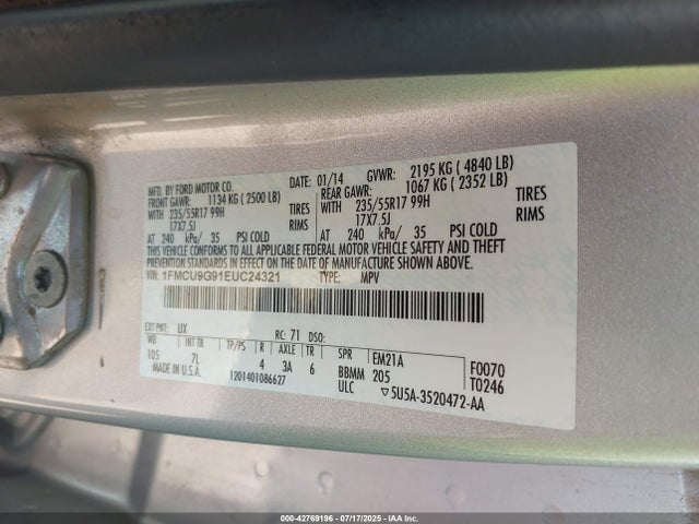 1FMCU9G91EUC24321 Ford Escape