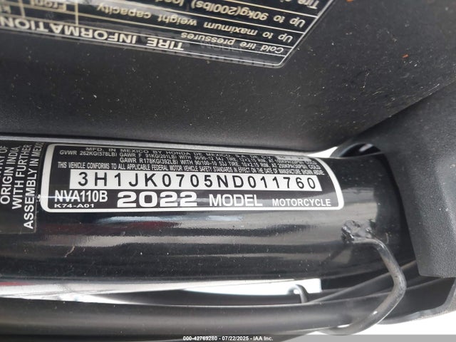 Honda Jk07e-2000001 2022 3H1JK0705ND011760 Image 10