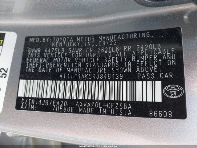 4T1T11AK5RU846139 Toyota a25a-fks