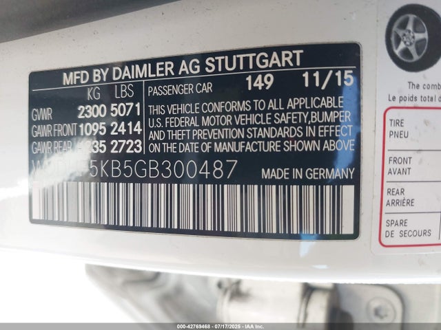 WDDHF5KB5GB300487 Mercedes-Benz 2016
