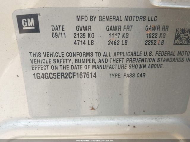 2012 BUICK LACROSSE 1G4GC5ER2CF167614 Photo 8