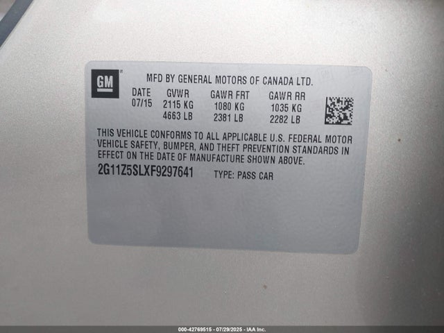 2G11Z5SLXF9297641 Chevrolet lkw