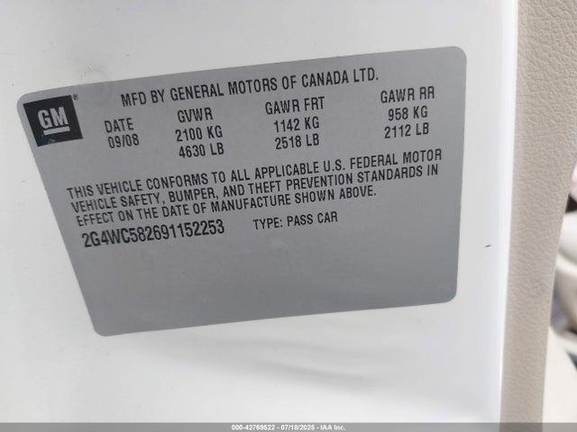 2009 BUICK LACROSSE 2G4WC582691152253 Photo 8