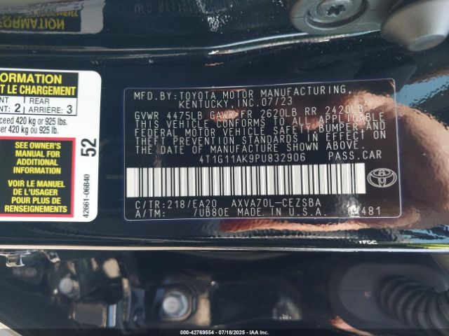 2023 TOYOTA CAMRY 4T1G11AK9PU832906 Photo 8