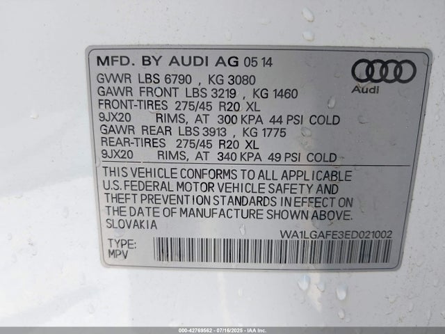 2014 AUDI Q7 WA1LGAFE3ED021002 Photo 8