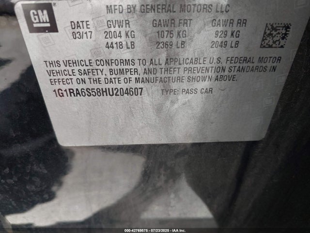 1G1RA6S58HU204607 Chevrolet l3a - di: direct injectio, vvt: variable valve timing, hybrid, gen 1