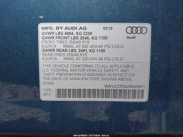 WA1JCCFS3JR029571 Audi 2018