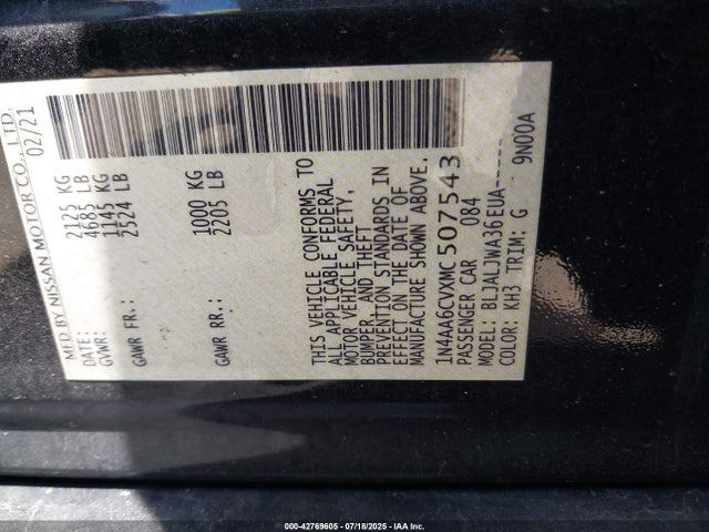 Nissan 2021 2021 1N4AA6CVXMC507543 Image 9