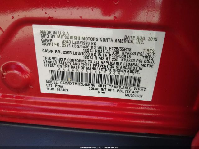 2015 MITSUBISHI OUTLANDER SPORT 4A4AR3AUXFE048817 Photo 8