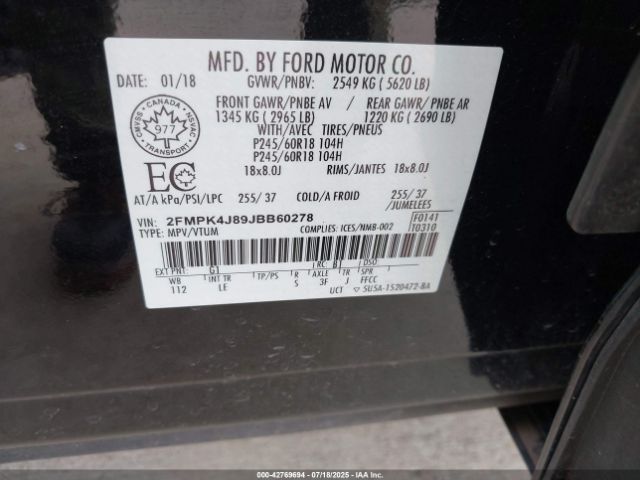 2018 FORD EDGE 2FMPK4J89JBB60278 Photo 8