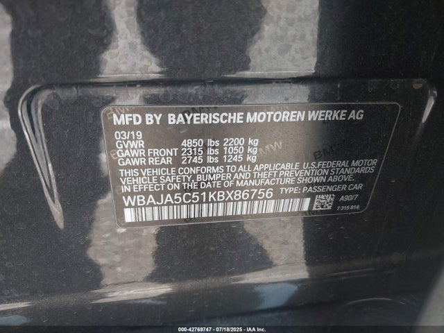 WBAJA5C51KBX86756 BMW 530I