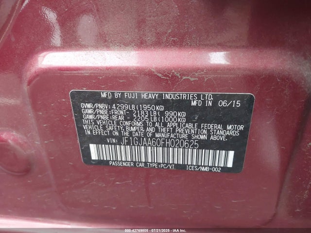 JF1GJAA60FH020625 Subaru 2.0l na