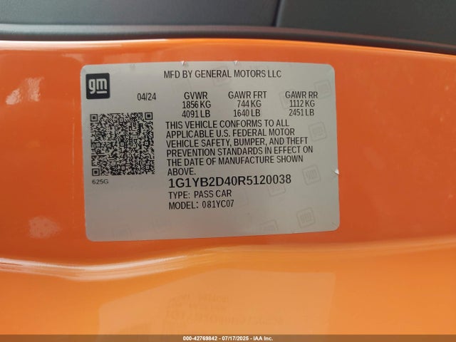 1G1YB2D40R5120038 Chevrolet lt2