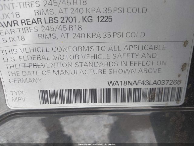 2020 AUDI A4 ALLROAD WA18NAF43LA037265 Photo 8