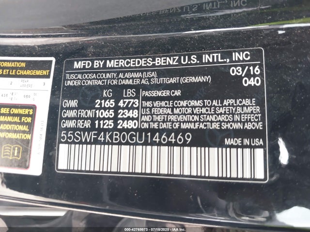 55SWF4KB0GU146469 Mercedes-Benz 2016