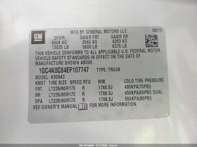 Chevrolet lml 2014 1GC4K0C84EF107747 Image 8