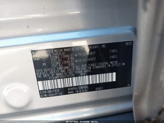Toyota a25a-fxs 2025 4T3LWRFV9SU191595 Image 9