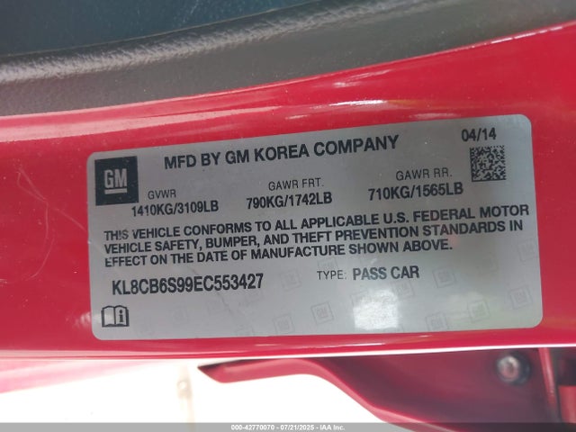 Chevrolet ll0 2014 KL8CB6S99EC553427 Image 9