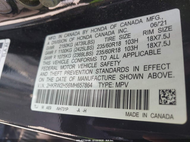 Honda l15be 2021 2HKRW2H56MH657864 Image 9