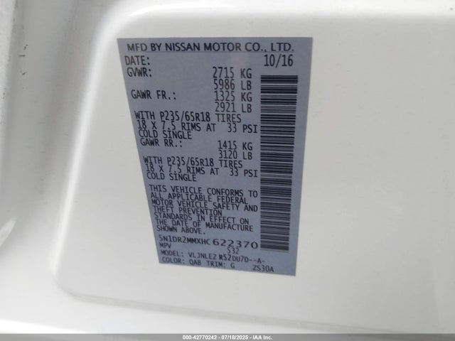 5N1DR2MMXHC622370 Nissan 2017